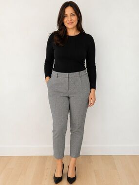 Ann Taylor Eva Houndstooth Ankle Pants Women’s Size 12 Black White Career Work